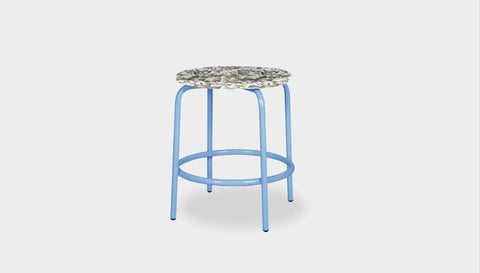 reddie-raw stool 35dia x 45H* cm / Recycled Bottle Tops~Pearl / Metal~Blue Milton Low Stool - Recycled Plastic