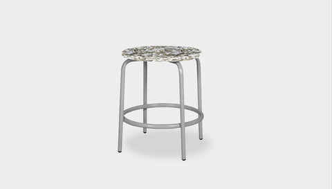 reddie-raw stool 35dia x 45H* cm / Recycled Bottle Tops~Pearl / Metal~Grey Milton Low Stool - Recycled Plastic