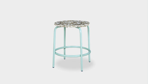 reddie-raw stool 35dia x 45H* cm / Recycled Bottle Tops~Pearl / Metal~Mint Milton Low Stool - Recycled Plastic