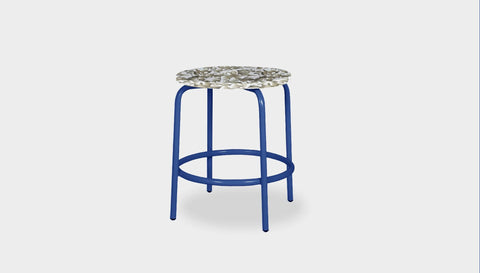 reddie-raw stool 35dia x 45H* cm / Recycled Bottle Tops~Pearl / Metal~Navy Milton Low Stool - Recycled Plastic