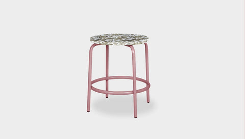 reddie-raw stool 35dia x 45H* cm / Recycled Bottle Tops~Pearl / Metal~Pink Milton Low Stool - Recycled Plastic
