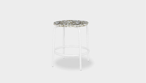 reddie-raw stool 35dia x 45H* cm / Recycled Bottle Tops~Pearl / Metal~White Milton Low Stool - Recycled Plastic