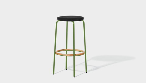 reddie-raw stool 35dia x 65H (counter height) / Leather~Black / Metal~Green Milton Stool