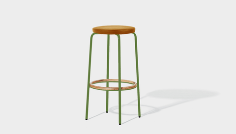 reddie-raw stool 35dia x 65H (counter height) / Leather~Tan / Metal~Green Milton Stool