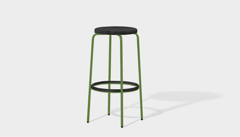 reddie-raw stool 35dia x 65H (counter height) / Solid Reclaimed Teak Wood~Black / Metal~Green Milton Stool
