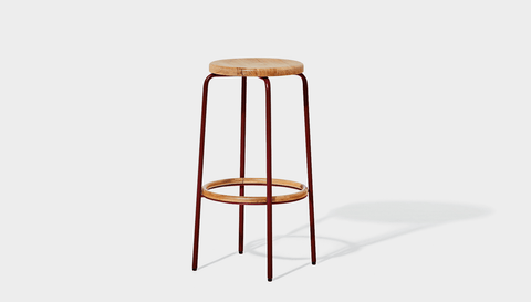 reddie-raw stool 35dia x 65H (counter height) / Solid Reclaimed Teak Wood~Natural / Metal~Rust Milton Stool