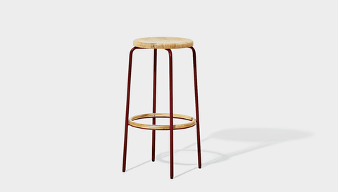 reddie-raw stool 35dia x 75H (bar height) / Solid Reclaimed Teak Wood~Natural / Metal~Rust Milton Stool