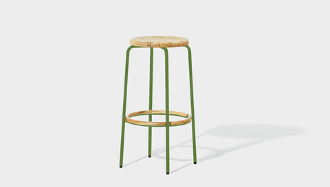 reddie-raw stool 35dia x 75H (bar height) / Solid Reclaimed Teak Wood~Oak / Metal~Green Milton Stool