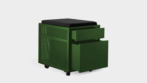 reddie-raw mobile storage 41W x 50D x 50H *cm / Fabric~Charcoal / Metal~Green NCW Desk Drawer Pedestal with Cushion