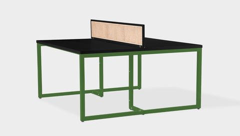 reddie-raw workstation 120W x 120D x 75H *cm (incl. screen & tray) / Wood Veneer~Black / Metal~Green NCW Double Workstation Desk