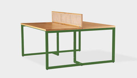 reddie-raw workstation 120W x 120D x 75H *cm (incl. screen & tray) / Wood Veneer~Oak / Metal~Green NCW Double Workstation Desk