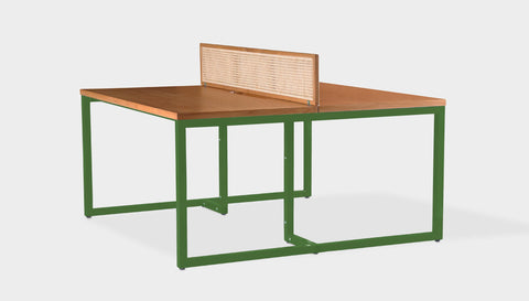 reddie-raw workstation 120W x 120D x 75H *cm (incl. screen & tray) / Wood Veneer~Teak / Metal~Green NCW Double Workstation Desk