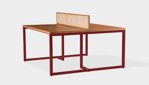 reddie-raw workstation 120W x 120D x 75H *cm (incl. screen & tray) / Wood Veneer~Teak / Metal~Rust NCW Double Workstation Desk