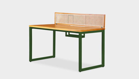 reddie-raw workstation 150 x 75 x 75 H *cm (incl. screen & tray) / Wood Veneer~Teak / Metal~Green NCW Single Workstation Desk