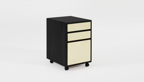 reddie-raw mobile storage 41W x 50D x 60H *cm / Solid Reclaimed Teak Wood~Black / Laminate~Marshmallow White NCW Wood Pedestal Drawers