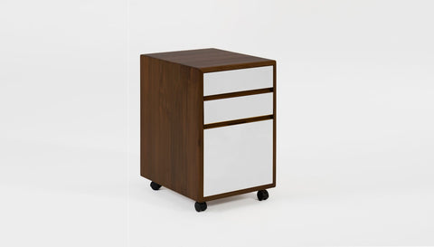 reddie-raw mobile storage 41W x 50D x 60H *cm / Solid Reclaimed Teak Wood~Walnut / Laminate~Marshmallow White NCW Wood Pedestal Drawers