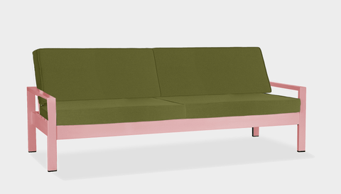 reddie-raw outdoor lounge chair 210W x 78D x 75H *cm / Fabric~Bright Olive / Metal~Pink Outdoor Suzy Lounger