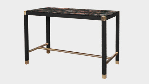 reddie-raw rectangular 160W x 80D x 100H *cm / Stone~Black Veined Marble / Solid Reclaimed Wood~Black Rita Rectangular Bar Table