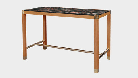 reddie-raw rectangular bar table 160W x 80D x 100H *cm / Stone~Black Veined Marble / Solid Reclaimed Wood~ Natural Rita Rectangular Bar Table