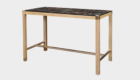 reddie-raw rectangular 160W x 80D x 100H *cm / Stone~Black Veined Marble / Solid Reclaimed Wood~Oak Rita Rectangular Bar Table