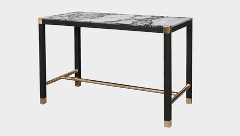 reddie-raw rectangular 160W x 80D x 100H *cm / Stone~Calacatta Viola / Solid Reclaimed Wood~Black Rita Rectangular Bar Table