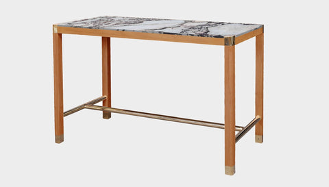 reddie-raw rectangular 160W x 80D x 100H *cm / Stone~Calacatta Viola / Solid Reclaimed Wood~ Natural Rita Rectangular Bar Table