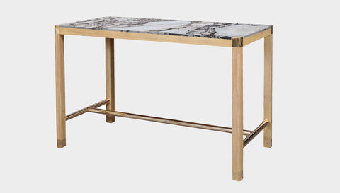 reddie-raw rectangular bar table 160W x 80D x 100H *cm / Stone~Calacatta Viola / Solid Reclaimed Wood~Oak Rita Rectangular Bar Table
