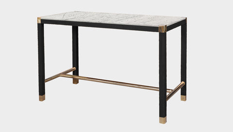 reddie-raw rectangular 160W x 80D x 100H *cm / Stone~White Veined Marble / Solid Reclaimed Wood~Black Rita Rectangular Bar Table