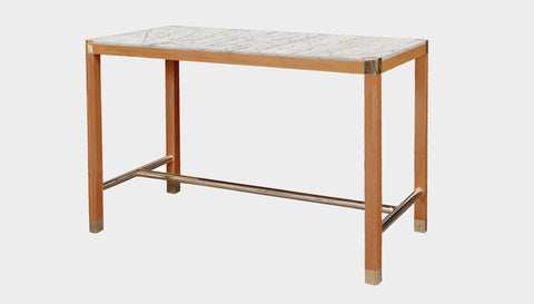 reddie-raw rectangular 160W x 80D x 100H *cm / Stone~White Veined Marble / Solid Reclaimed Wood~ Natural Rita Rectangular Bar Table