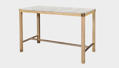 reddie-raw rectangular 160W x 80D x 100H *cm / Stone~White Veined Marble / Solid Reclaimed Wood~Oak Rita Rectangular Bar Table