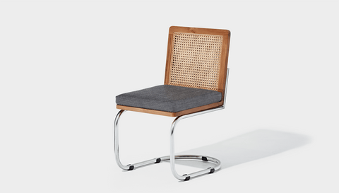 reddie-raw dining chair 45W x 61D x 82H *cm (45H seat) / Solid Reclaimed Teak Wood~Natural / Fabric~Davano Iron Stone Rosie Rattan Cantilever Chair
