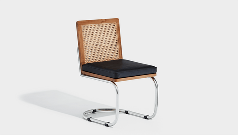 reddie-raw dining chair 45W x 61D x 82H *cm (45H seat) / Solid Reclaimed Teak Wood~Natural / Leather~Black Rosie Rattan Cantilever Chair