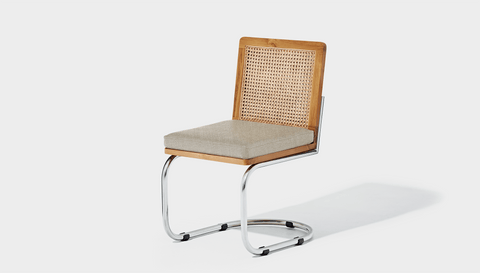 reddie-raw dining chair 45W x 61D x 82H *cm (45H seat) / Solid Reclaimed Teak Wood~Oak / Fabric~Davano Paper Bank Rosie Rattan Cantilever Chair