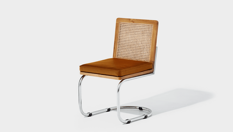reddie-raw dining chair 45W x 61D x 82H *cm (45H seat) / Solid Reclaimed Teak Wood~Oak / Leather~Tan Rosie Rattan Cantilever Chair