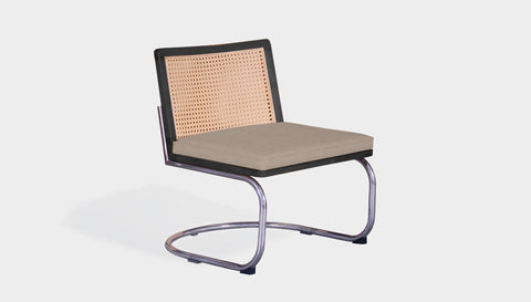reddie-raw lounge chair 60W x 65D x 79H *cm (42H seat) / Solid Reclaimed Teak Wood~Black / Fabric~Vienna Custard Rosie Rattan Lounge Cantilever Chair