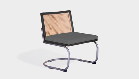 reddie-raw lounge chair 60W x 65D x 79H *cm (42H seat) / Solid Reclaimed Teak Wood~Black / Fabric~Vienna Midgrey Rosie Rattan Lounge Cantilever Chair