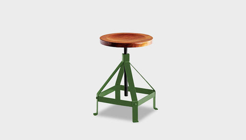 reddie-raw stool 35dia x 45-62H *cm / Solid Reclaimed Wood~Natural / Metal~Green Suzy Adjustable Stool