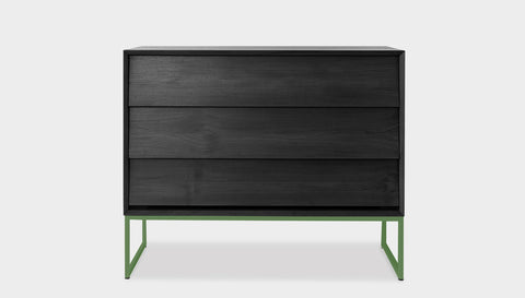 reddie-raw chest of drawers 110W x 50D x 90H *cm / Solid Reclaimed Wood~Black / Metal~Green Suzy Chest Of Drawers