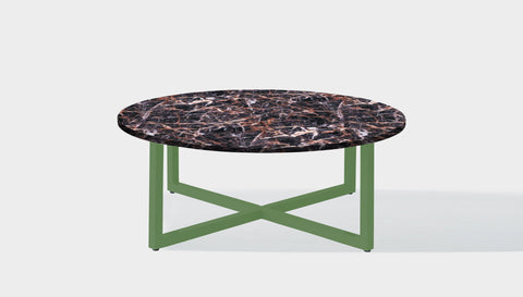 reddie-raw round coffee table 90dia x 35H *cm / Stone~Black Veined Marble / Metal~Green Suzy Coffee Table Round