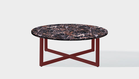 reddie-raw round coffee table 90dia x 35H *cm / Stone~Black Veined Marble / Metal~Rust Suzy Coffee Table Round