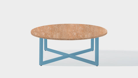 reddie-raw round coffee table 90dia x 35H *cm / Stone~Peach Marble / Metal~Blue Suzy Coffee Table Round