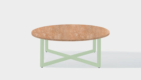 reddie-raw round coffee table 90dia x 35H *cm / Stone~Peach Marble / Metal~Mint Suzy Coffee Table Round