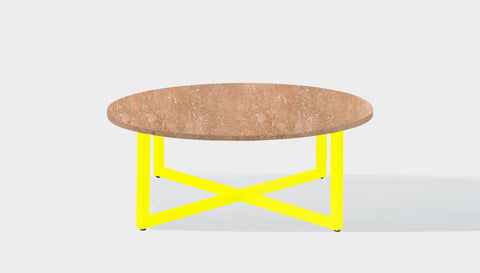 reddie-raw round coffee table 90dia x 35H *cm / Stone~Peach Marble / Metal~Yellow Suzy Coffee Table Round