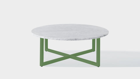 reddie-raw round coffee table 90dia x 35H *cm / Stone~White Veined Marble / Metal~Green Suzy Coffee Table Round