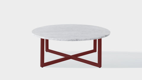 reddie-raw round coffee table 90dia x 35H *cm / Stone~White Veined Marble / Metal~Rust Suzy Coffee Table Round