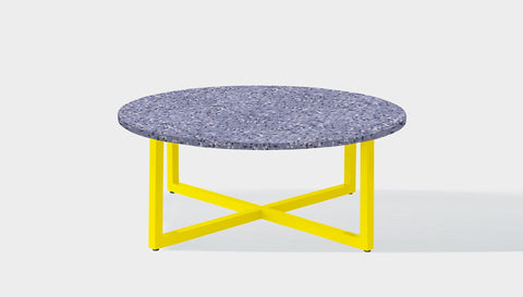 reddie-raw round side table 90dia x 35H *cm / Recycled bottle tops~Cement / Metal~Yellow Suzy Coffee Table Round- Recycled Bottle Tops