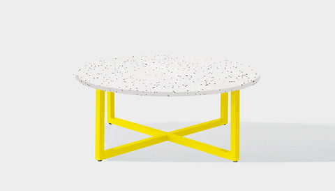 reddie-raw round side table 90dia x 35H *cm / Recycled bottle tops~Dalmation / Metal~Yellow Suzy Coffee Table Round- Recycled Bottle Tops