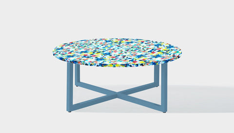 reddie-raw round side table 90dia x 35H *cm / Recycled bottle tops~freckles / Metal~Blue Suzy Coffee Table Round- Recycled Bottle Tops