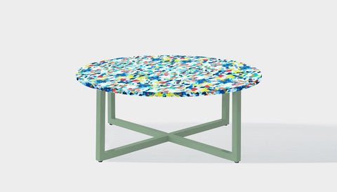 reddie-raw round side table 90dia x 35H *cm / Recycled bottle tops~freckles / Metal~Mint Suzy Coffee Table Round- Recycled Bottle Tops