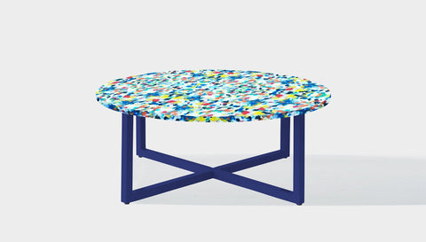 reddie-raw round side table 90dia x 35H *cm / Recycled bottle tops~freckles / Metal~Navy Suzy Coffee Table Round- Recycled Bottle Tops